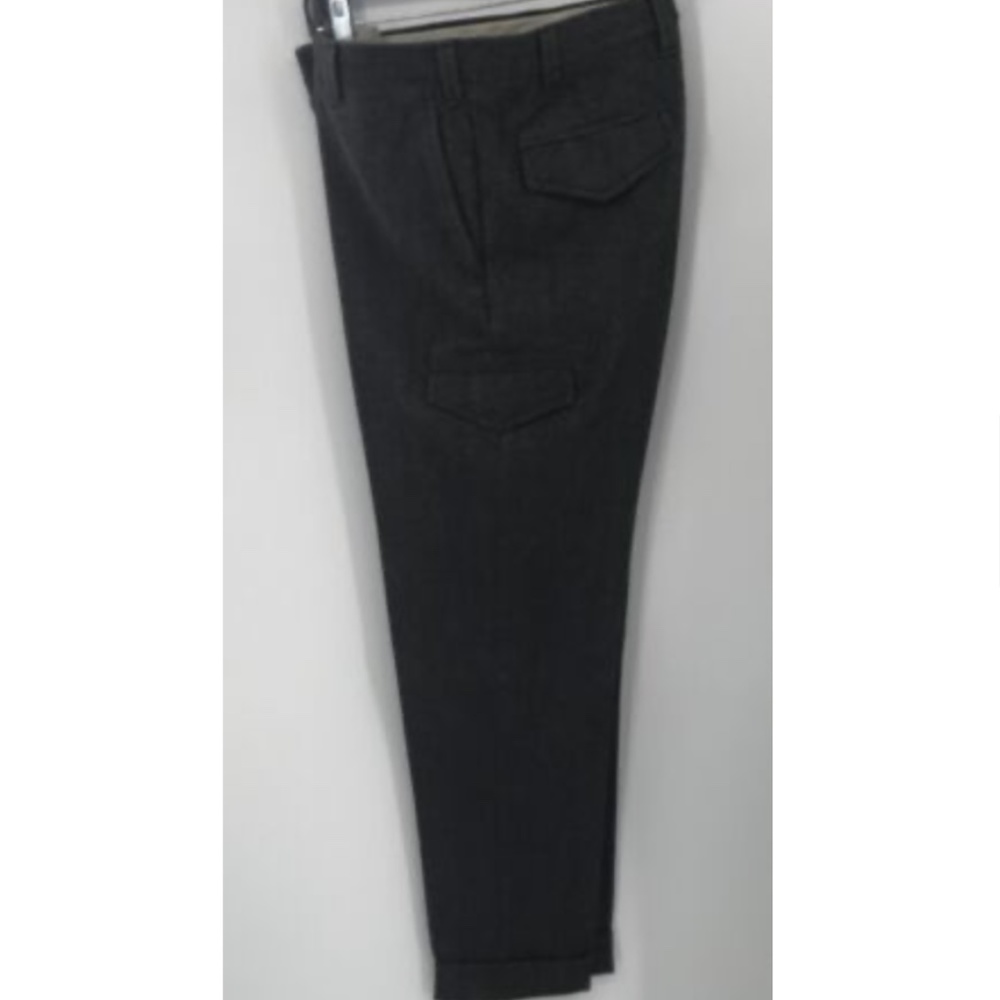 Isaia Napoli mens charcoal gray wool flat front cargo pants sz 52